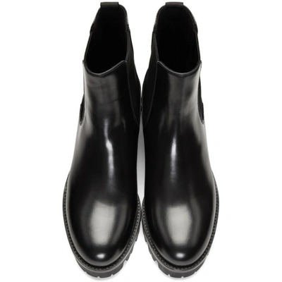 Shop Prada Black Lug Sole Chelsea Boots