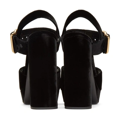 Shop Prada Black Velvet Platform Sandals In F0002 Black