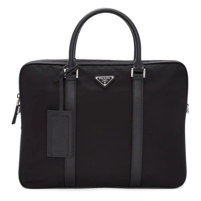 Shop Prada Black Nylon Briefcase In F0002 Nero