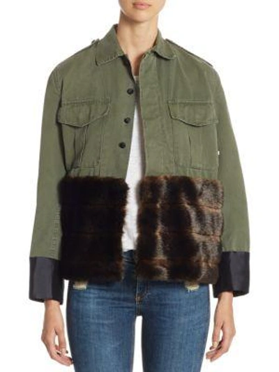 Harvey Faircloth Classic Army Jacket With Faux Fur In Green