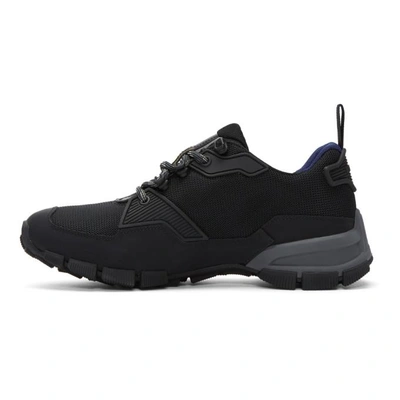 Shop Prada Black Leather And Mesh Crossection Sneakers In F0002 Nero