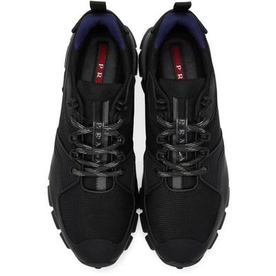 Shop Prada Black Leather And Mesh Crossection Sneakers In F0002 Nero