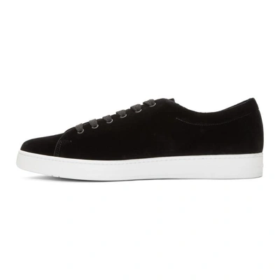 Shop Prada Black Velvet Sneakers In F0967nero+bianco