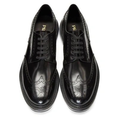 Shop Prada Black Wingtip Creeper Brogues