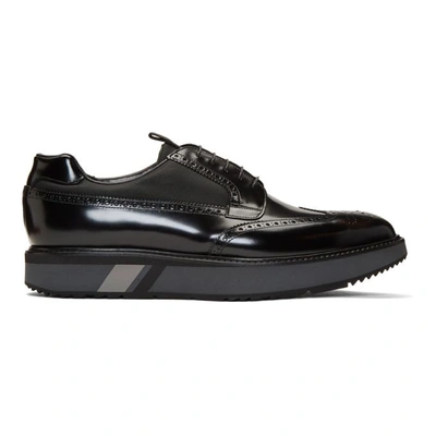 Shop Prada Black Wingtip Creeper Brogues In F0002 Nero