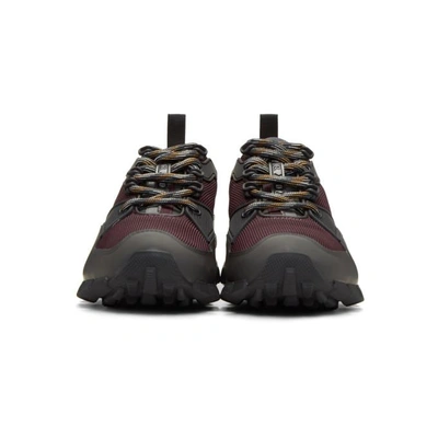 Shop Prada Burgundy Leather And Mesh Crossection Sneakers In F0t3z Anthr