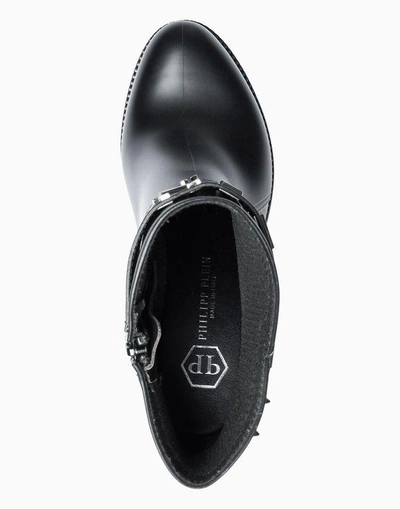 Shop Philipp Plein Gummy Low Heel Mid Boots "calla" In Black/nickel