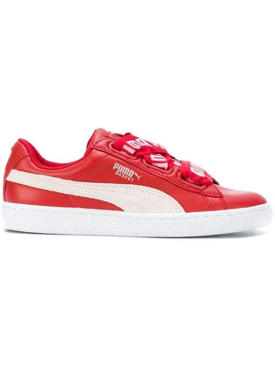 Puma Basket Heart De Sneakers In Brown/red | ModeSens