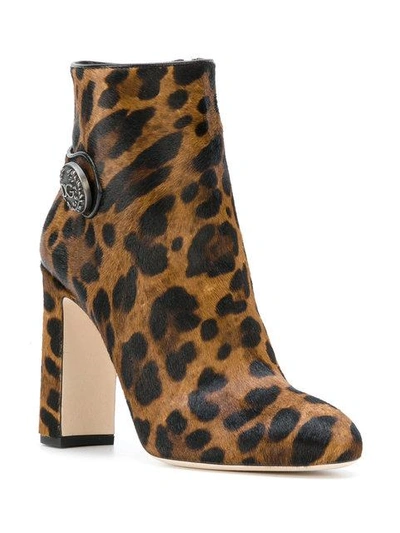 Shop Dolce & Gabbana Leopard Print Ankle Boots In Brown