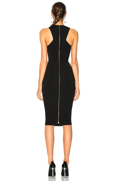Shop Victoria Beckham Dense Rib Jersey Cut Out Back Fitted Dress In Black