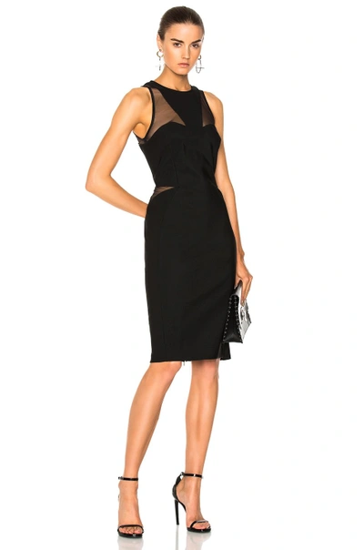 Shop Mugler Contour Stretch Midi Dress In Black