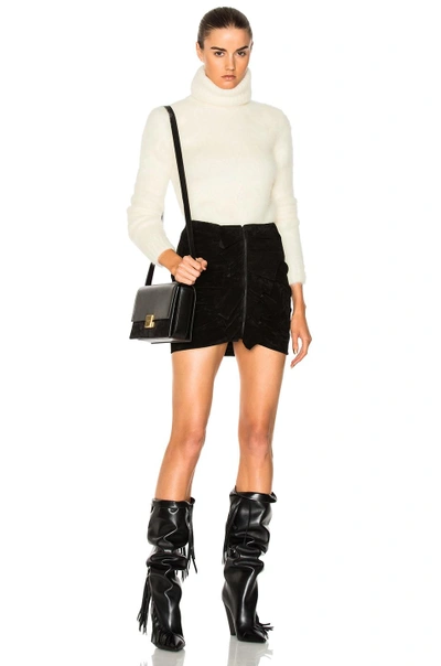 Ruffle Front Suede Skirt