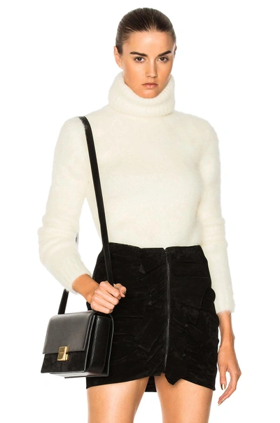 Shop Saint Laurent Mohair Turtleneck Sweater In Neutrals,white