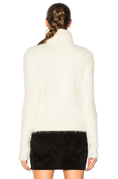 Shop Saint Laurent Mohair Turtleneck Sweater In Neutrals,white
