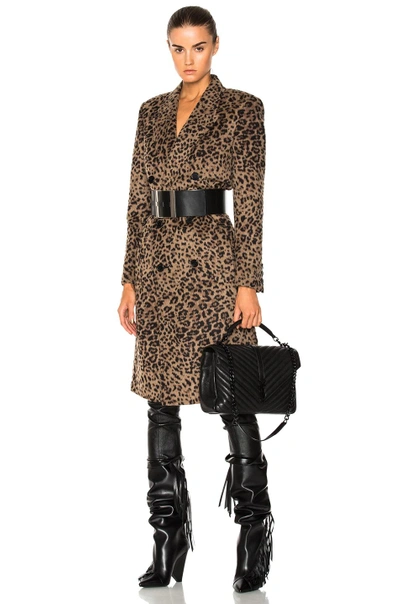 Shop Saint Laurent Cashmere Leopard Print Coat In Animal,neutrals