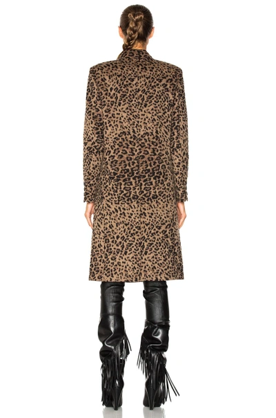 Shop Saint Laurent Cashmere Leopard Print Coat In Animal,neutrals