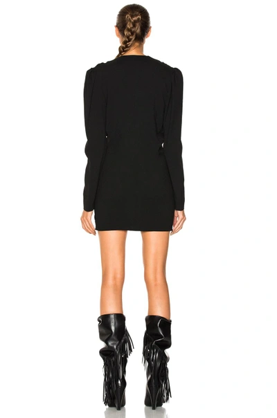 Shop Saint Laurent Ruffle Front Mini Dress In Black