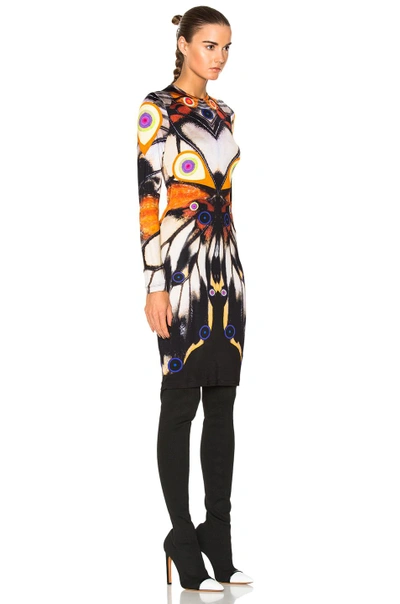 Shop Givenchy Butterfly Print Long Sleeve Dress In Abstract, Orange, White. In Multi