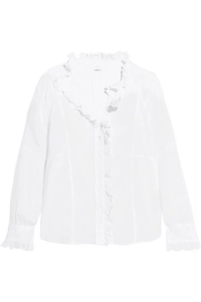 Shop Isabel Marant Étoile Lauryn Embroidered Cotton-voile Blouse In White