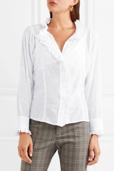 Shop Isabel Marant Étoile Lauryn Embroidered Cotton-voile Blouse In White