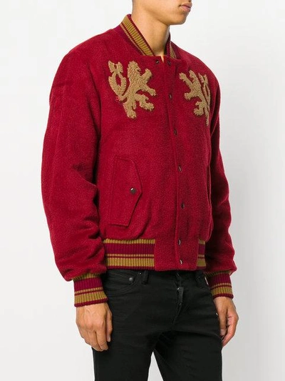 Shop Dolce & Gabbana Dragon Patch Bomber Jacket