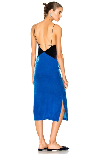 Shop Dion Lee Laced Velvet Slip Dress In Blue
