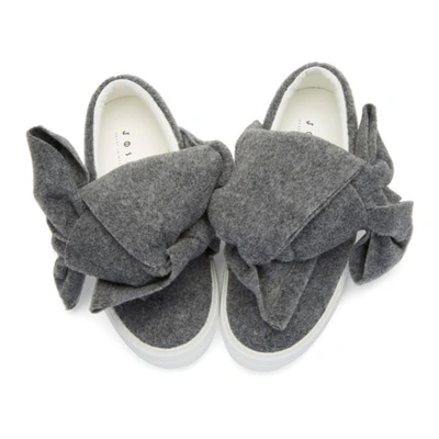 Shop Joshua Sanders Grey Felt Bow Slip-on Sneakers