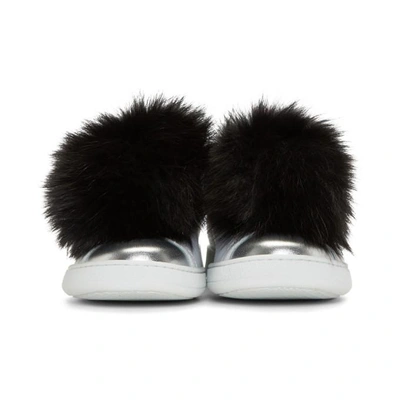 Shop Joshua Sanders White Pom Pom Slip-on Sneakers