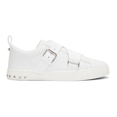 Shop Valentino White  Garavani V-punk Strap Trainers