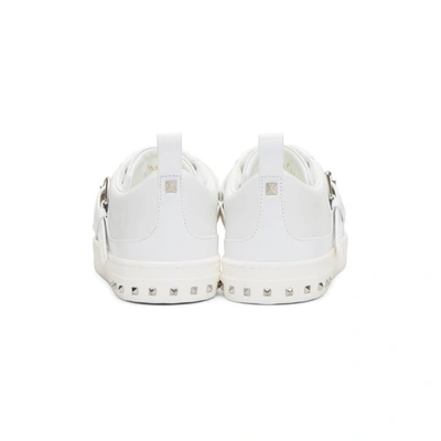 Shop Valentino White  Garavani V-punk Strap Sneakers