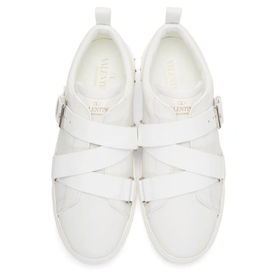 Shop Valentino White  Garavani V-punk Strap Sneakers