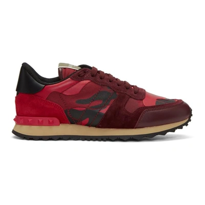 Luxury sneakers for men - Rockrunner camo sneakers Valentino red