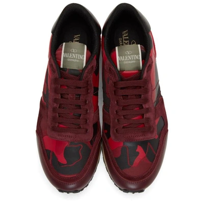 Shop Valentino Red  Garavani Camo Rockrunner Sneakers