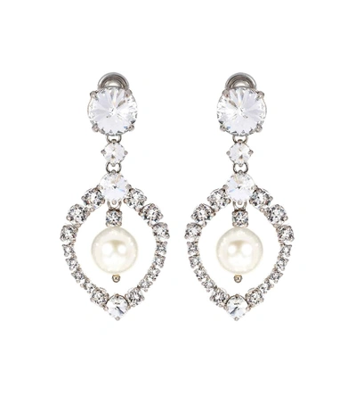 Miu Miu Crystal-embellished Earrings In Silver