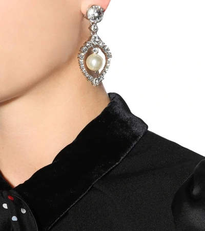 Shop Miu Miu Crystal-embellished Earrings In Silver