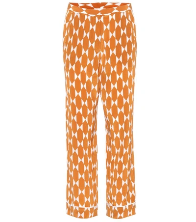 Shop Tory Burch Devi Silk Trousers In Orange