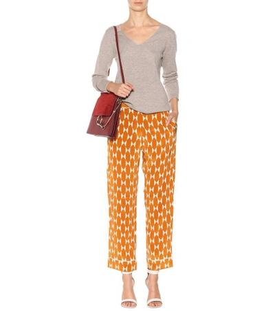 Shop Tory Burch Devi Silk Trousers In Orange