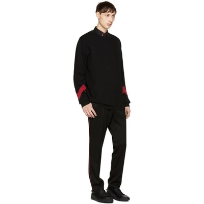 Shop Givenchy Black & Red Cuff Sweatshirt