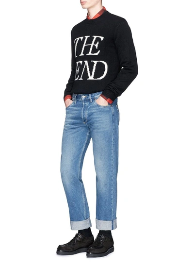 Shop Mcq By Alexander Mcqueen 'the End' Slogan Intarsia Wool-cashmere Sweater
