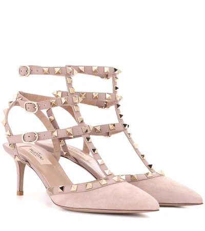 Valentino Garavani Rockstud Suede Sandals In Pink