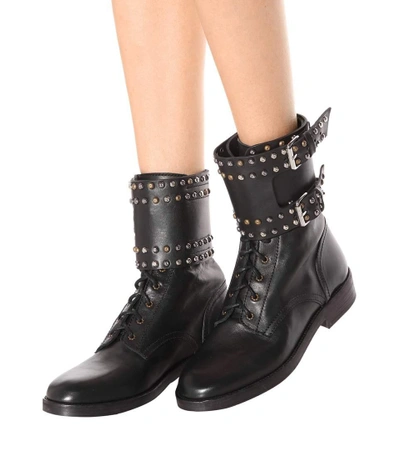 Shop Isabel Marant Teylon Embellished Leather Ankle Boots In Black