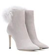 Jimmy Choo Tesler 100 Suede Ankle Boots In Moonstone/white Mix