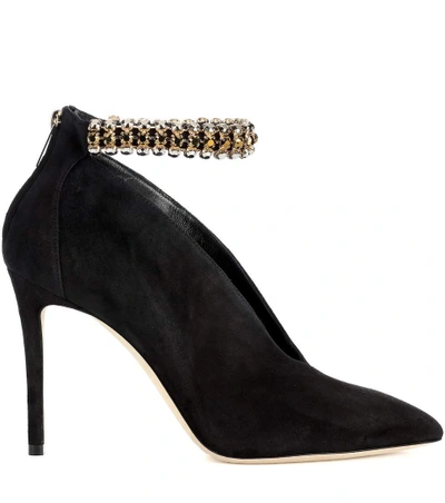 Shop Jimmy Choo Lux 100 Suede Pumps In Black