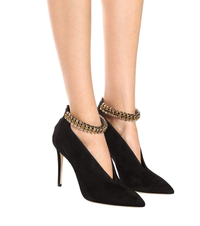 Shop Jimmy Choo Lux 100 Suede Pumps In Black