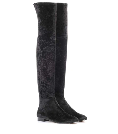 JIMMY CHOO MYREN FLAT VELVET OVER-THE-KNEE BOOTS P00277139-5