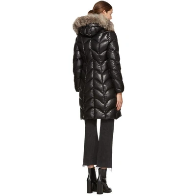 Moncler Albizia Fur Trim Laqué Nylon Down Coat In *999 Black | ModeSens