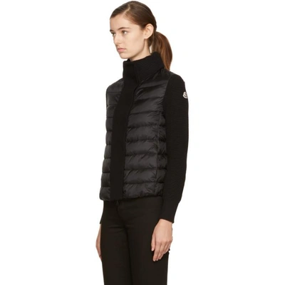 Moncler Maglione Quilted/tricot Cardigan Jacket In 999 Black | ModeSens