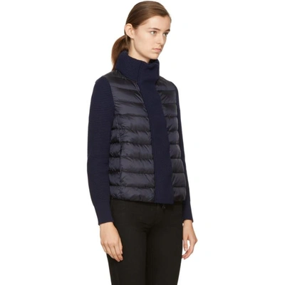Shop Moncler Black And Navy Down Knit Jacket In *778 Navy