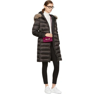 Shop Moncler Black Down And Fur Tinuviel Coat In *999 Black