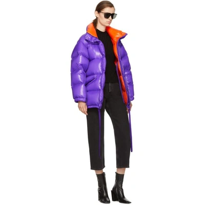 Shop Moncler Purple Oversized Down Callis Jacket
